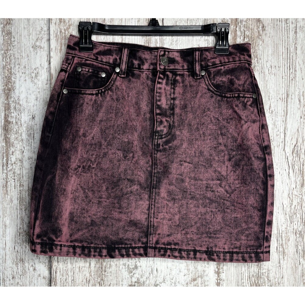 NWT Liquor N Poker Curve Cotton Pink Tie Dye Denim Skirt Size 8 NWT